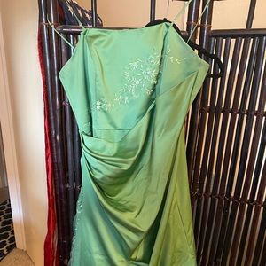 Floor Length Green Ballgown with Tule Accents